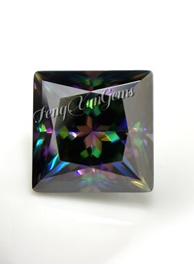 七彩绿公主方莫桑石裸石 戒指珠宝镶嵌仿钻石DIY 合成碳化硅石
