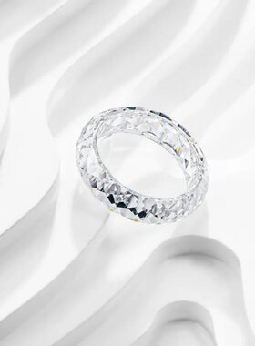 新款莫桑石刻面戒指 白色 小众设计感菱形简约时尚戒指  高级轻奢