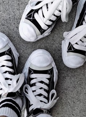 黑白基础色 三原同款溶解鞋 开口笑 男女同款 白色休闲鞋 帆布鞋