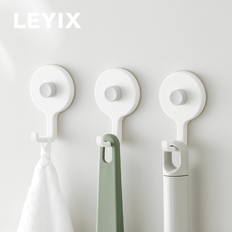 LEYIX247挂钩中号强力无痕免打孔2个装超强承重3kg厨房浴室贴墙