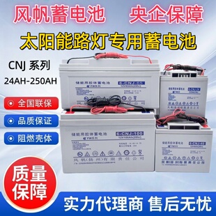 风帆太阳能路灯12v蓄电池24ah 38ah 65ah 100ah 胶体引线24V电瓶