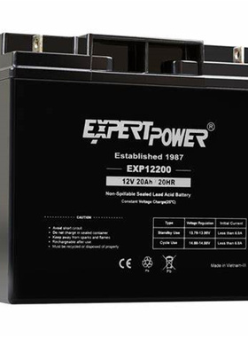 EXPERTPOWER蓄电池 EXP12200 12V-20AH/20HR 免维护铅酸电池