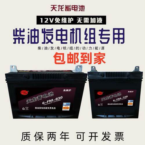 天龙蓄电池柴油发电机专用电瓶