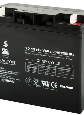 SIGA PHAETON 蓄电池 20-12 12 Volts 20AH/20hr 免维护铅酸电池