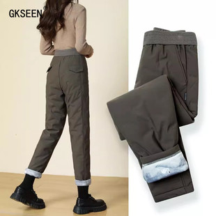 羽绒裤女2025冬季新款时尚轻奢加绒加厚外穿小个子白鸭绒工装棉裤