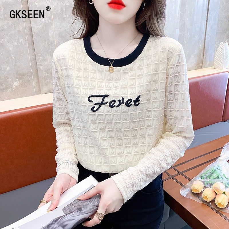长袖t恤女2025秋季新款时髦洋气字母印花外穿宽松打底衫内搭上衣