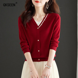 针织衫 打底衫 女2025秋冬新款 洋气假两件上衣外穿内搭大码 时尚 长袖