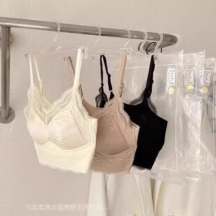 2607捕梦少女小吊带丝滑面料法式蕾丝花边舒适无痕性感女打底背心