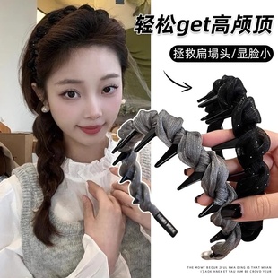 小香风波浪发箍女高颅顶防滑2025新款头箍高级感洋气时尚洗脸发卡