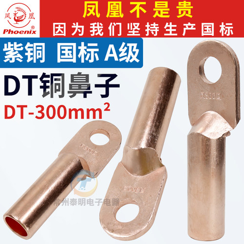 国标凤凰DT-300平方电线电缆闭口铜鼻子接头线耳接线端子压接端头
