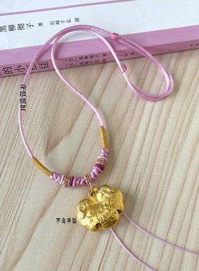 手工编织宝宝金锁平安锁红绳挂绳