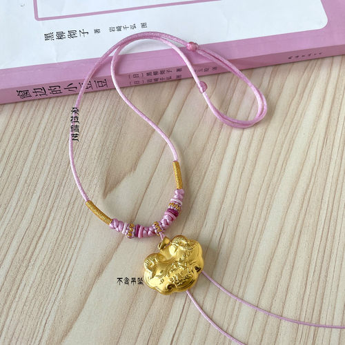 手工编织宝宝金锁平安锁红绳挂绳