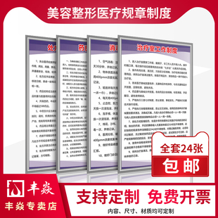 美容整形医疗规章制度牌 医疗美容诊所制度整形医院药房治疗室消毒灭菌观察室废物美容科手术规章制度海报KT