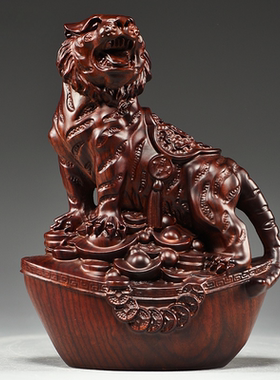 黑檀木雕老虎摆件实木十二生肖上山木虎家居客厅办公装饰工艺礼品