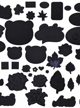 熨烫布贴 黑色绣花补丁贴 自粘背胶羽绒服无痕修补破洞装饰刺绣贴