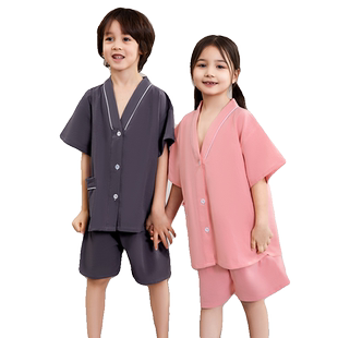 儿童艾灸服纯棉前后开衫背开理疗男女童小儿推拿专用按摩熏蒸衣服