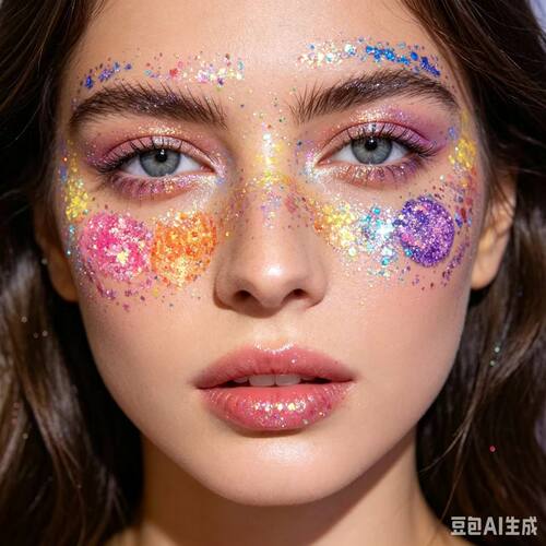 舞台表演眼妆闪片脸部高光提亮