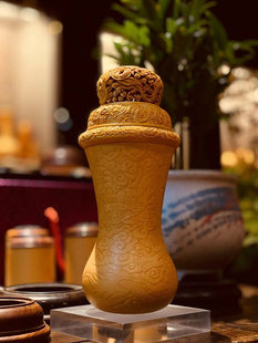 精品高端收藏鸣虫押花高身黑白虫葫芦叫罐范制黄杨木口盖蒙心