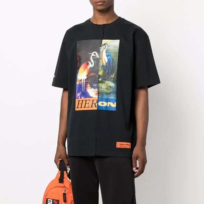 heron preston仙鹤欧美高街短袖美式hp油画拼接ins潮男女同款t恤