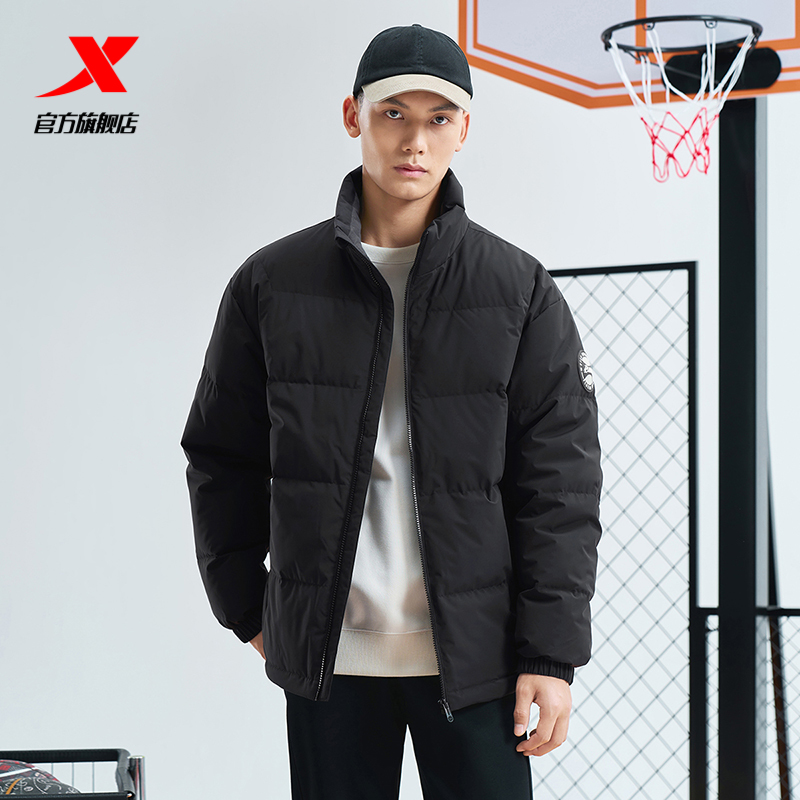 特步立领羽绒服男款冬季保暖防风外套棉衣运动棉服976429190088