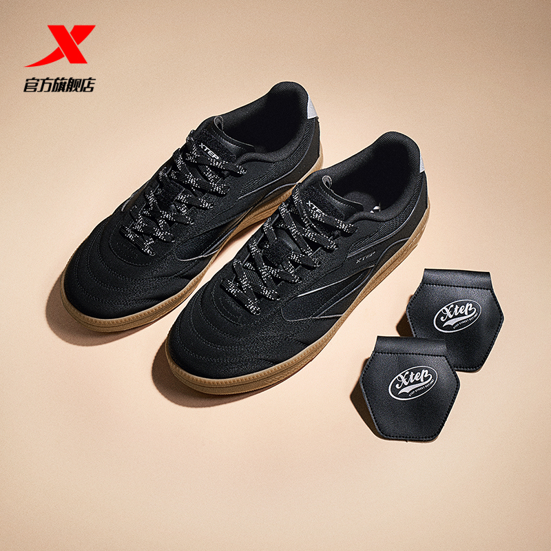 特步德训鞋丨男鞋革面鞋冬季经典薄底男女平底赛车鞋潮流休闲鞋子