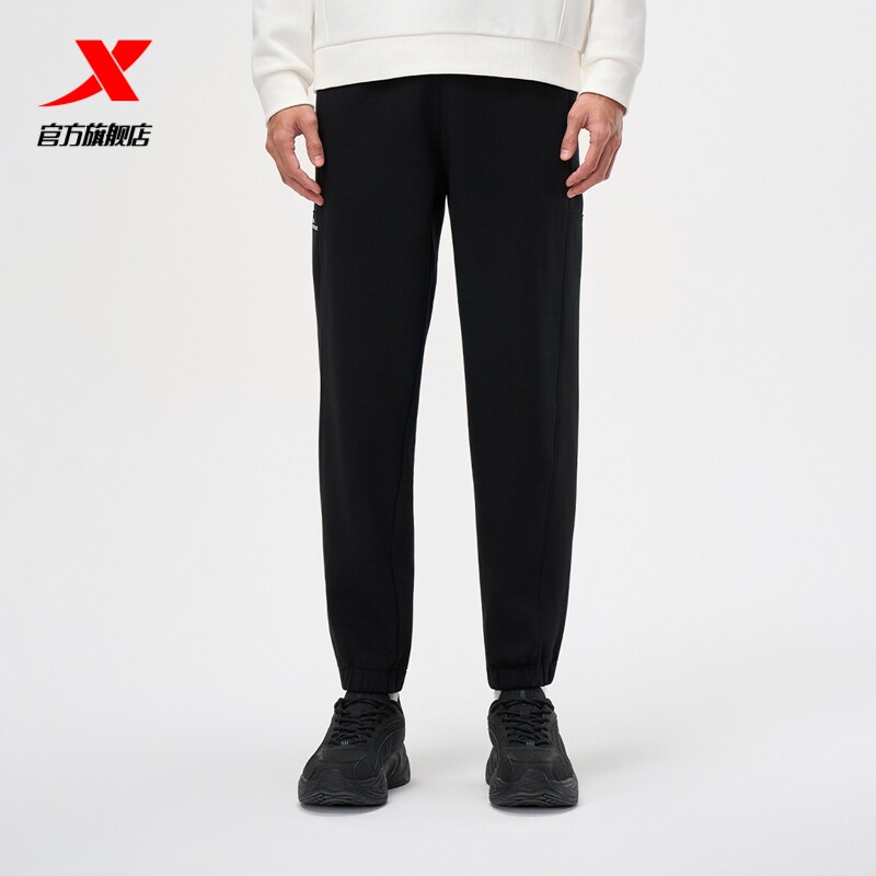 特步加绒卫裤男款冬季新品运动裤针织长裤百搭裤子保暖休闲裤