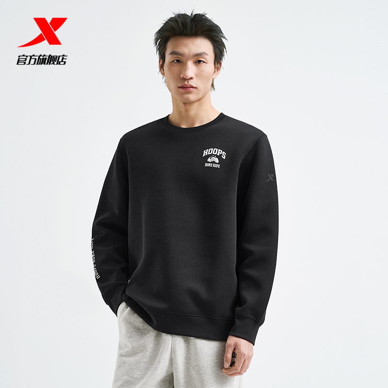 特步PLAYIN BIG套头卫衣男2025年春新款宽松运动上衣975129920187