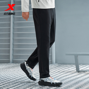 特步专柜正品2024冬新款针织直筒平口加绒保暖运动裤976429630181