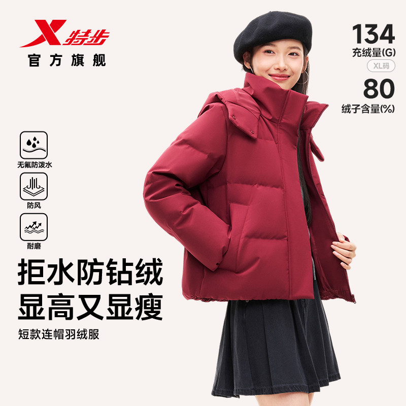 羽翼有暖气短款立领保暖羽绒服女