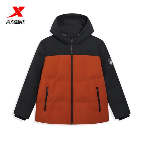 特步鸭绒羽绒服男2025年冬季新款保暖外套羽绒风衣男975429190053