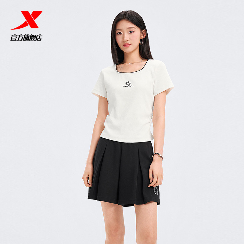 特步短袖T恤女2026年夏季新款小个子女装运动上衣女974228010350