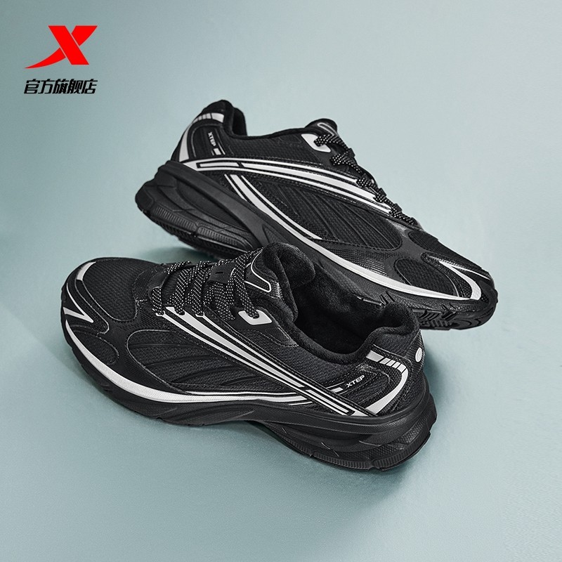 特步小巴斯克棉鞋男鞋厚底增高情侣加绒老爹鞋复古休闲鞋运动鞋女