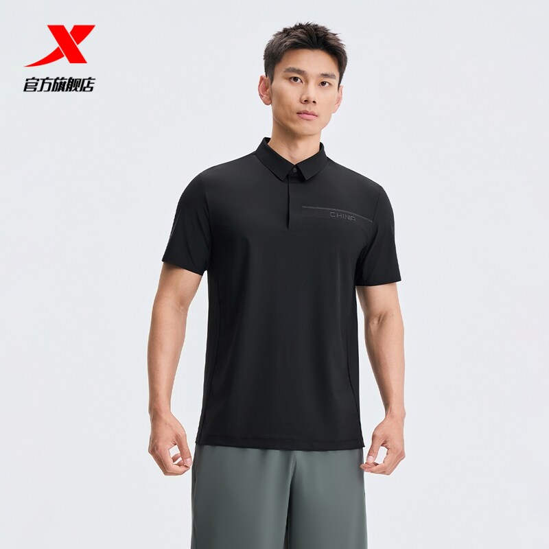 特步训练系列 | 冰丝翻领T恤夏季男装运动短袖POLO衫974229020248