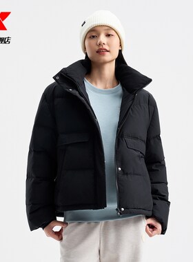 特步未来构想短款羽绒服女2024冬季新款加绒保暖外套976428190288