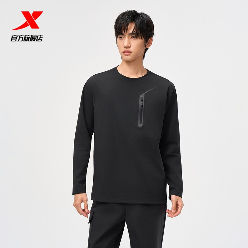 特步运动卫衣男官方秋冬圆领套头衫户外运动长袖T恤975429030522