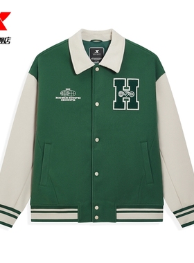 特步男款棉服2025冬季新款翻领复古男外套夹克上衣975429 170167