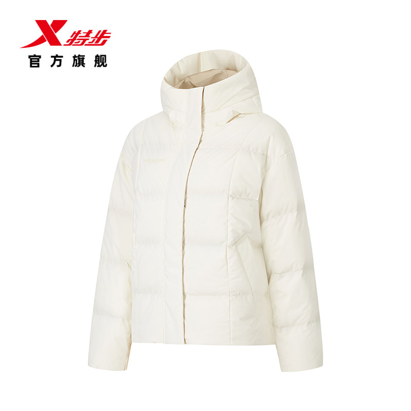 特步生活系列丨连帽羽绒服女2026年冬季新款运动御寒短款外套