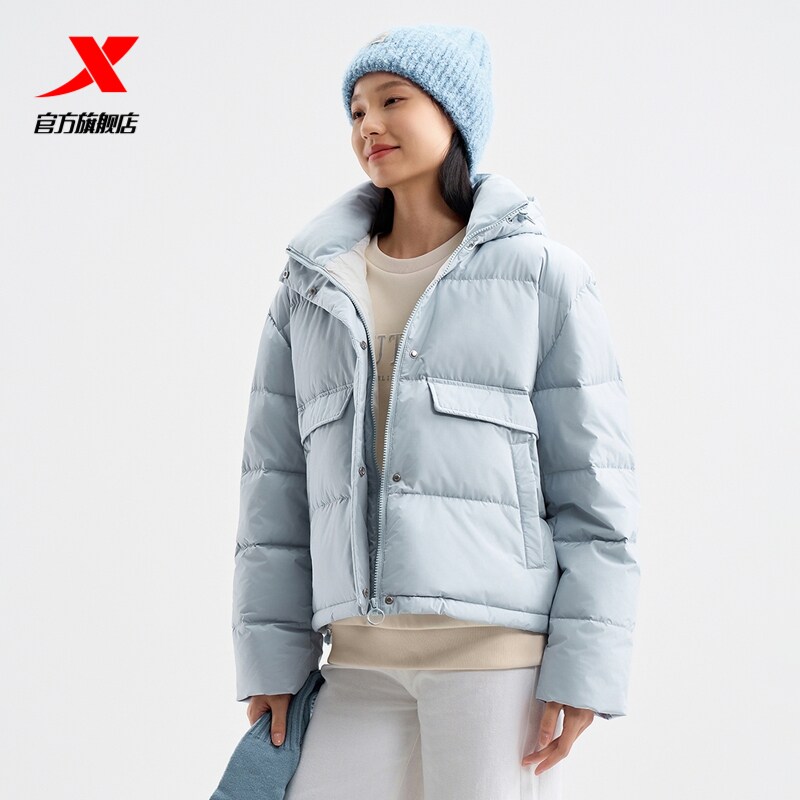 特步短款羽绒服女款秋冬新款