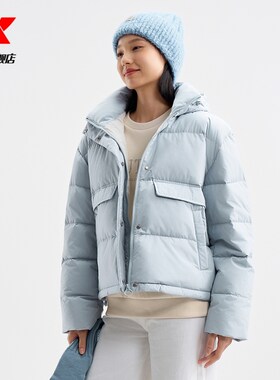 特步短款羽绒服女款秋冬新款