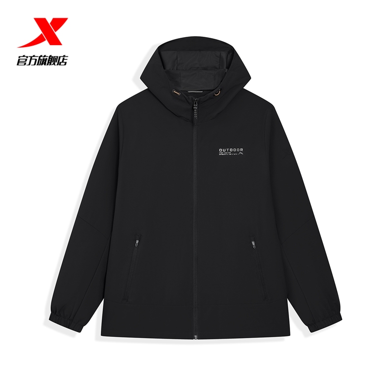 特步保暖风衣男2025年冬季新款男装运动上衣防风外套975429160054