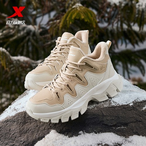 特步川行lite棉鞋女鞋冬季加绒保暖休闲鞋高帮厚底增高运动鞋子女