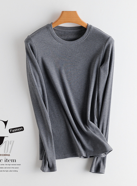 SJR1076男士含桑蚕丝保暖发热加绒内搭打底衫秋冬圆领针织衫情侣