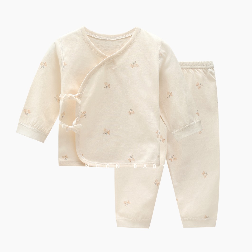 娃丽比新生儿纯棉套装春夏婴儿和尚服斜襟绑带套装透气男女宝宝