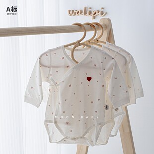 娃丽比春夏薄款纯棉长袖哈衣男女宝宝包屁衣新生婴儿衣服三角爬服