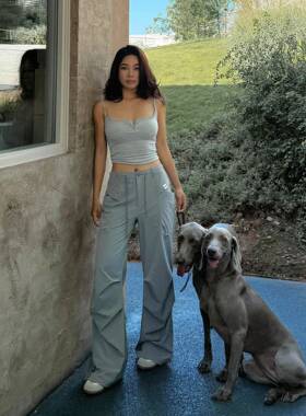 yuuue速干凉感工装裤女夏2025新款宽松直筒阔腿裤美式复古休闲裤