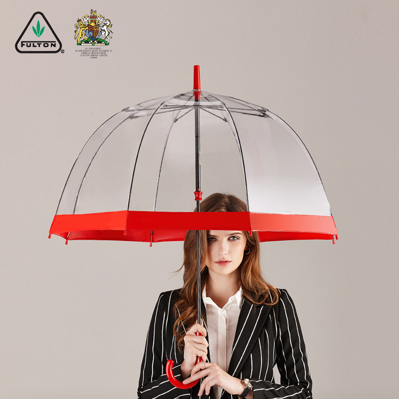 英国富尔顿Fulton女王同款透明鸟笼伞创意大号加固防风长柄雨伞女