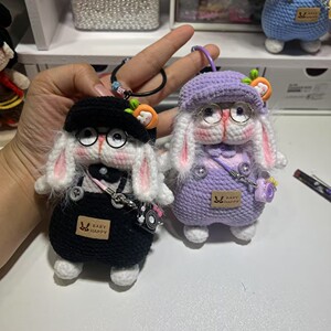 成品毛线钩织糖糖兔贝雷帽甜甜兔玩偶编织挂饰钥匙扣摆件送礼