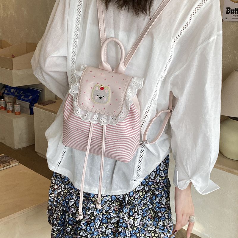 日系软妹波点小双肩包少女可爱蕾双肩背包