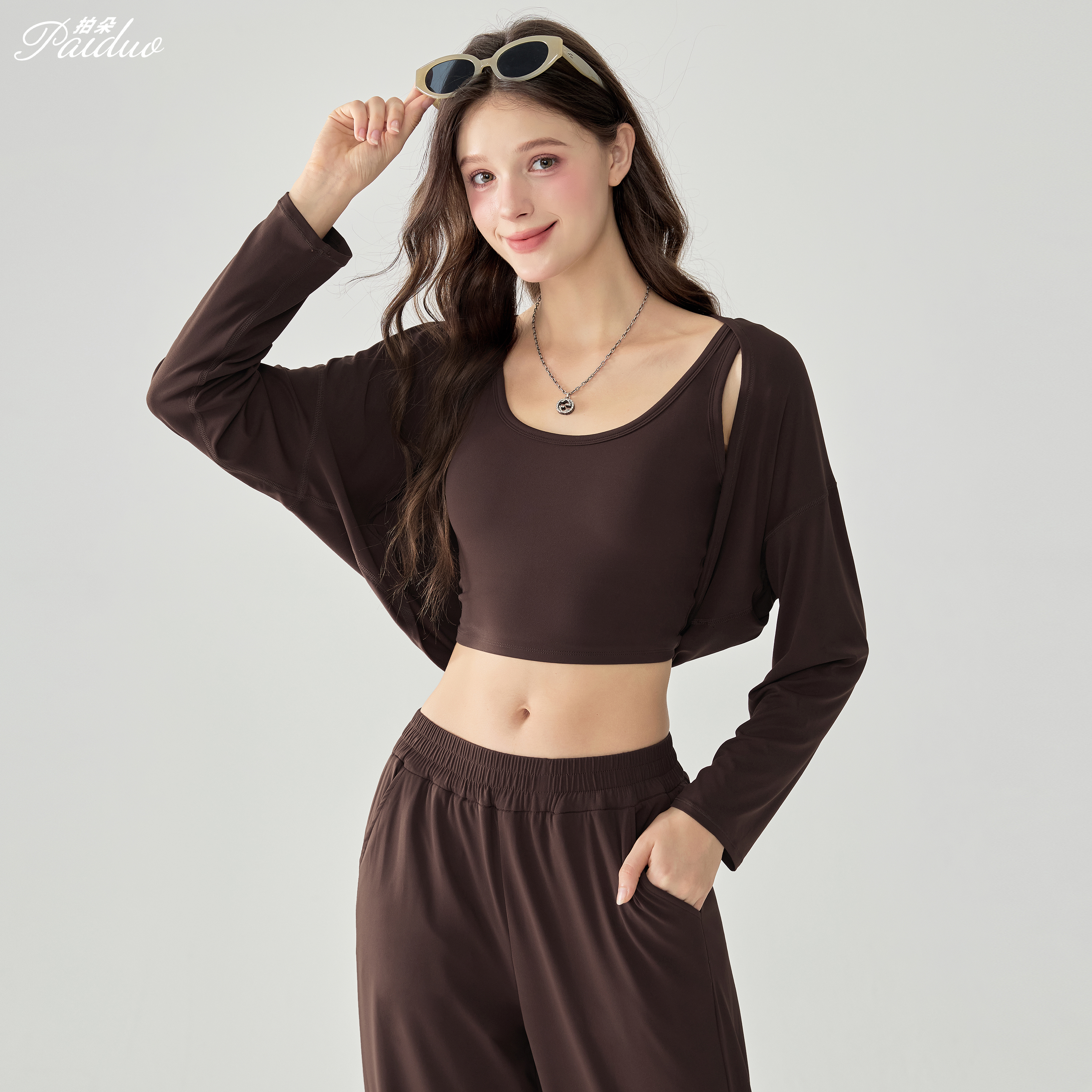 拍朵运动上衣女紧身显瘦瑜伽服新