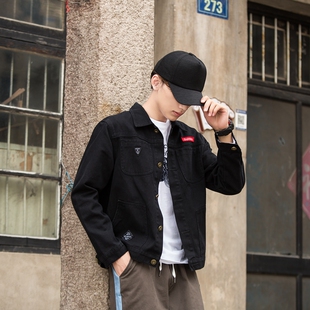 工装外套男秋冬款休闲痞帅牛仔衣衬衫夹克男生加绒棒球服男款上衣